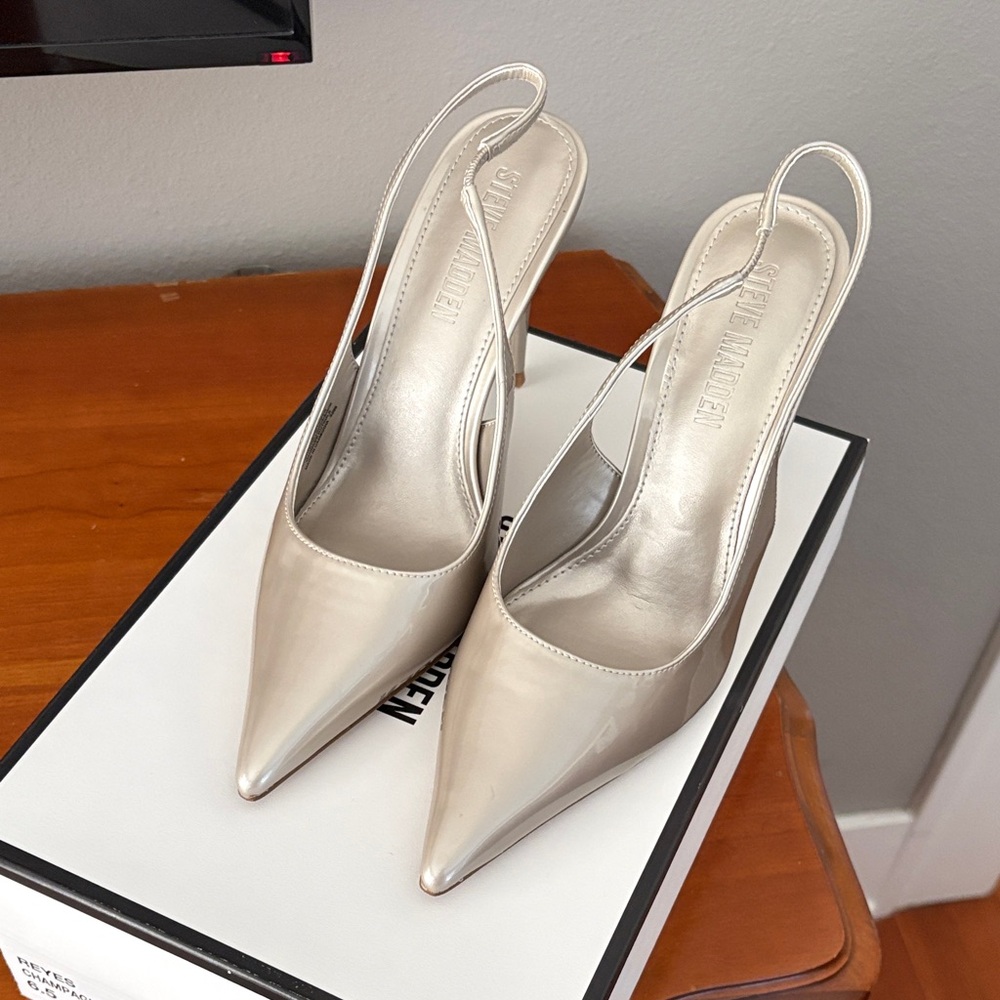 Steve Madden White Reyes champagne slingback - never worn - Picture 4 of 5